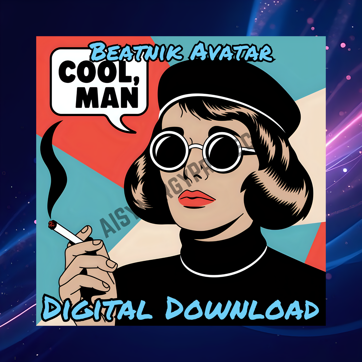 1950s Beatnik Avatar | Pop Art Digital Artwork