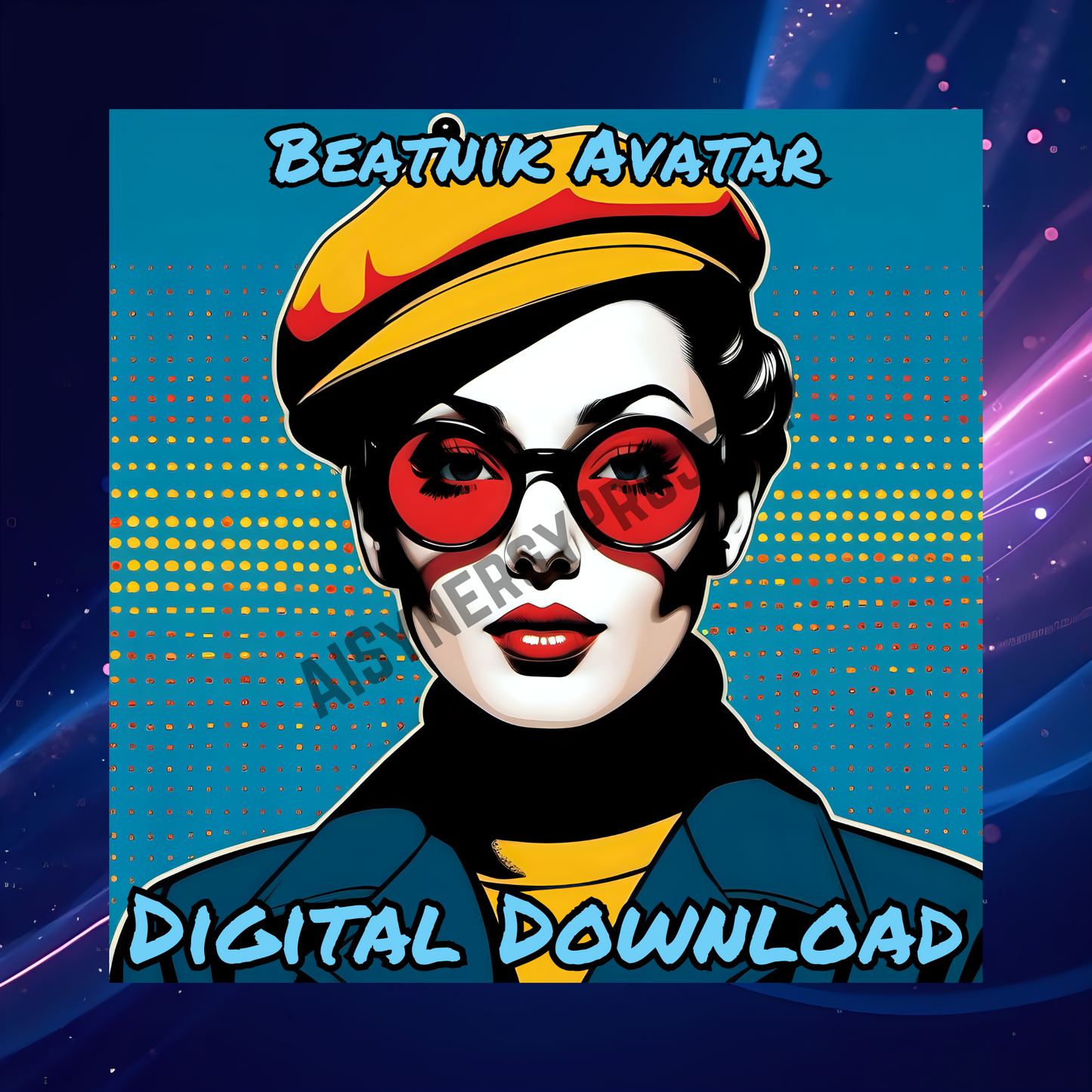 1950s Beatnik Avatar | Pop Art Digital Artwork