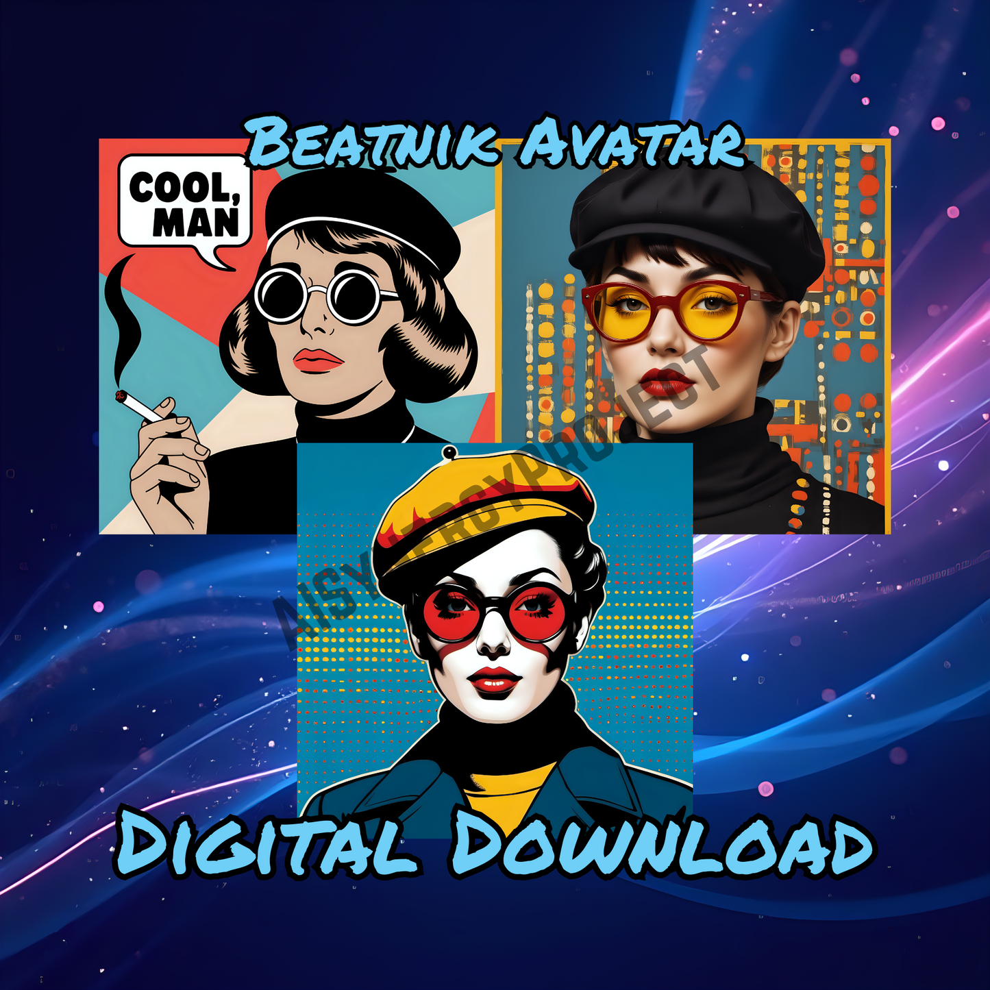 1950s Beatnik Avatar | Pop Art Digital Artwork